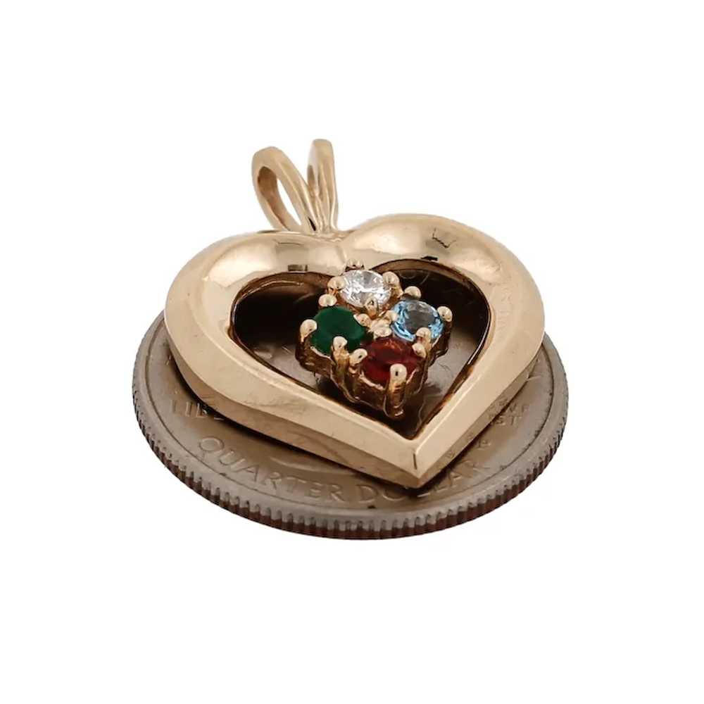 Gemstone Diamond Open Heart Pendant Charm 14K Yel… - image 5