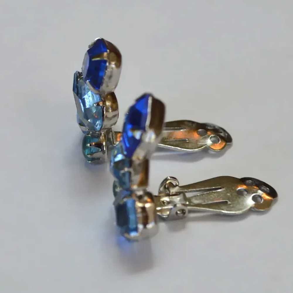 Blue Cluster Rhinestone Earrings - image 3