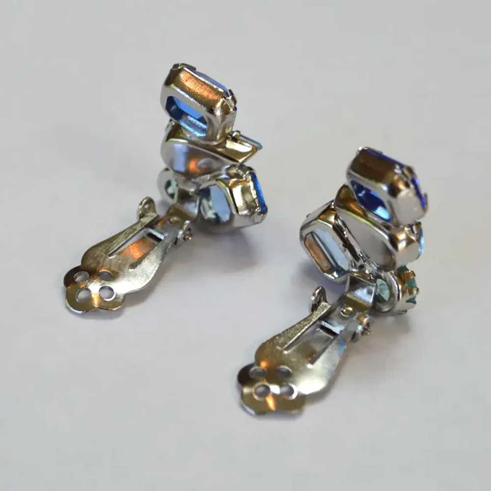 Blue Cluster Rhinestone Earrings - image 4