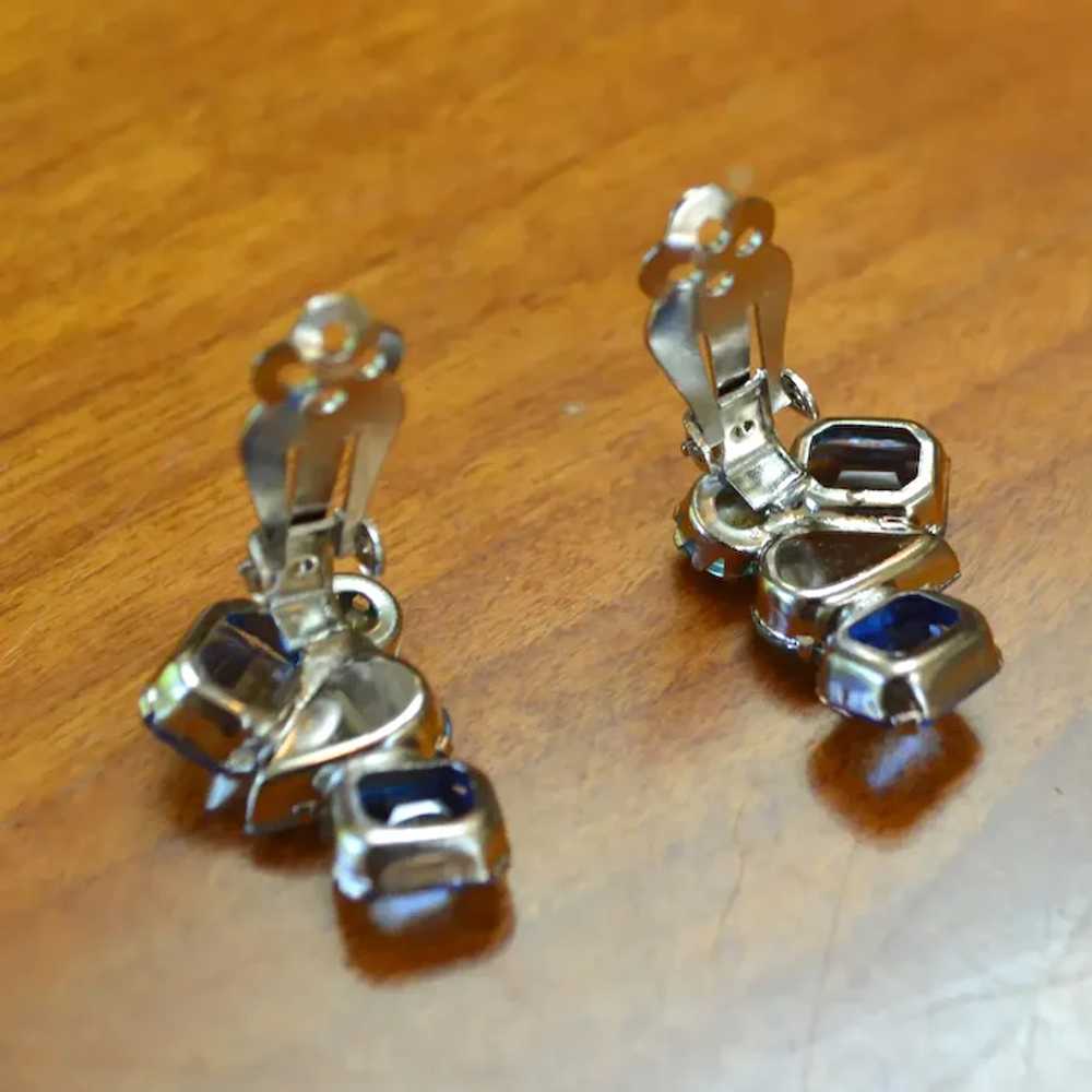 Blue Cluster Rhinestone Earrings - image 5