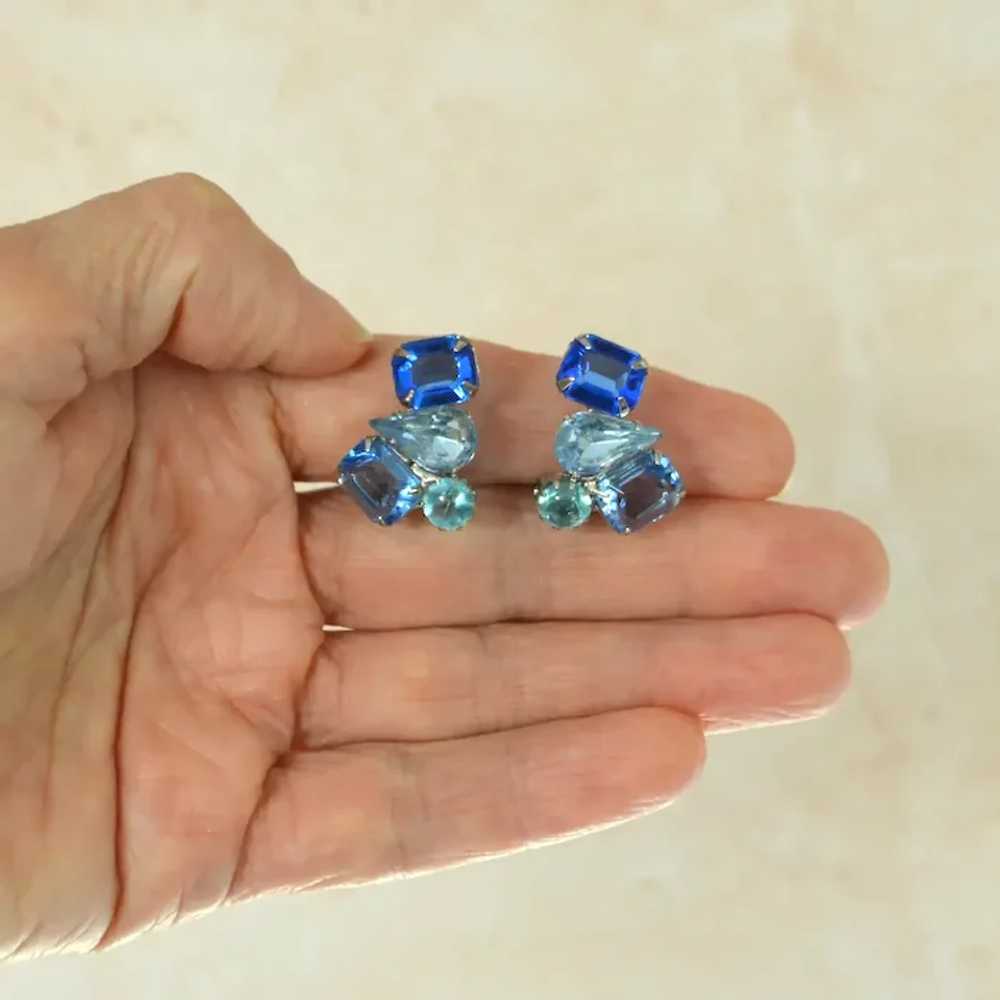 Blue Cluster Rhinestone Earrings - image 7