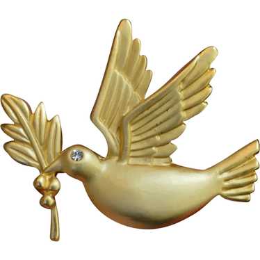 Dove with Olive Branch Brooch Pin - image 1