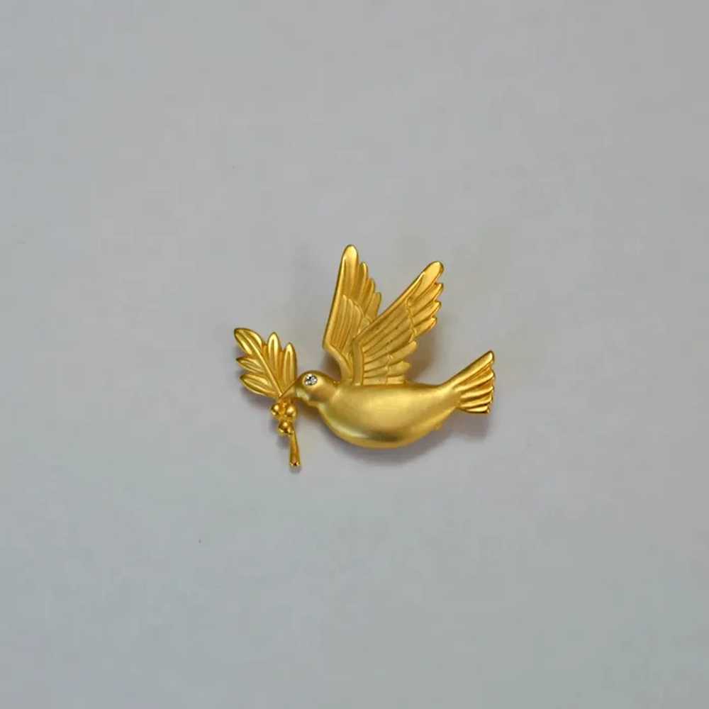Dove with Olive Branch Brooch Pin - image 2