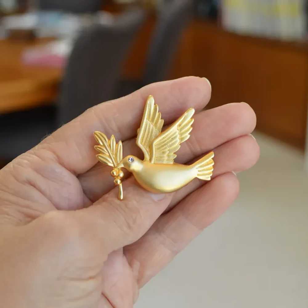 Dove with Olive Branch Brooch Pin - image 7