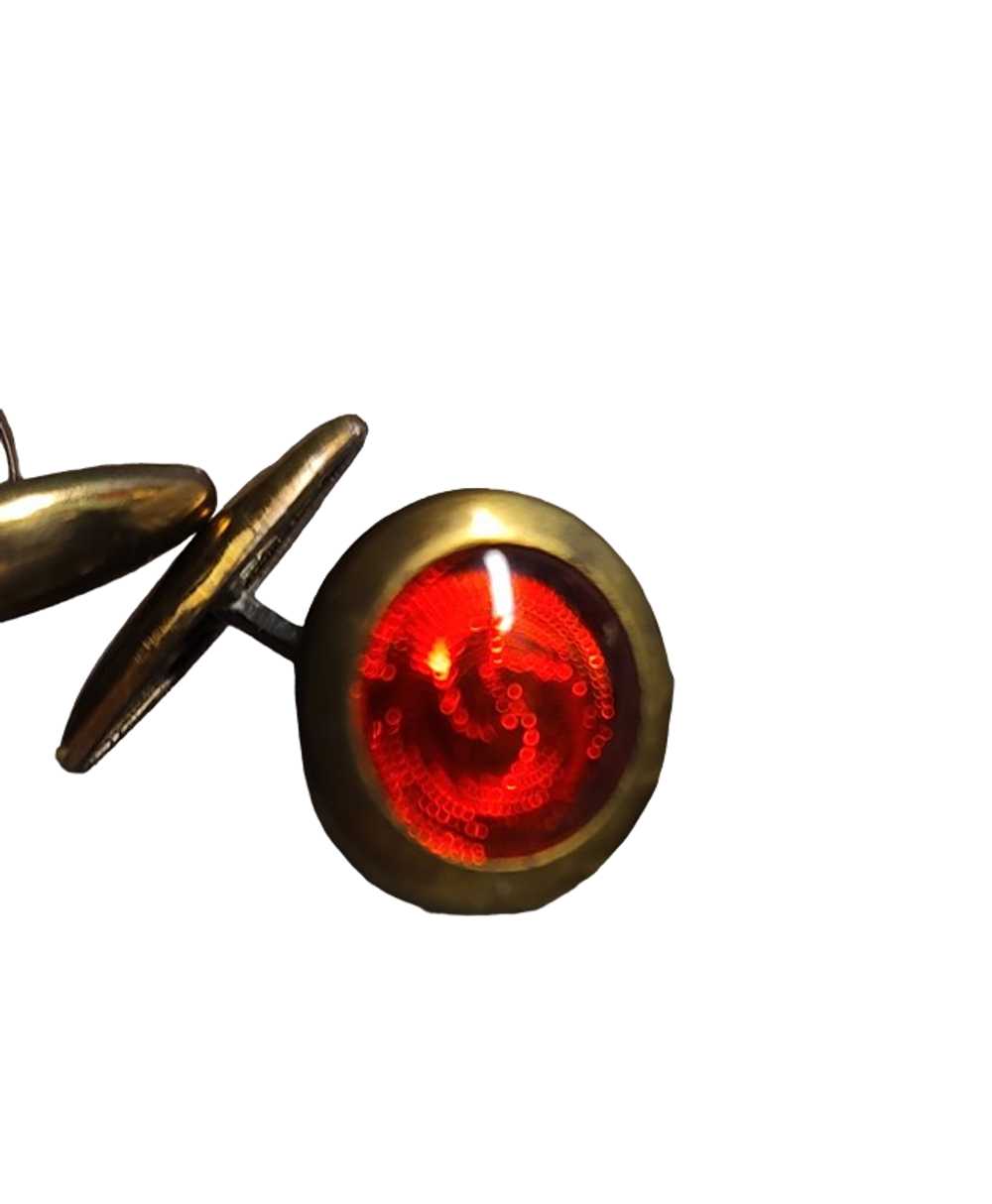 Vintage 1930s Red Swirled Glass Round Men's Cuff … - image 4