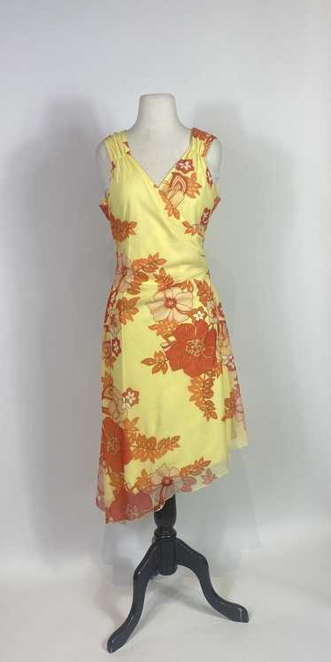 1990s - Y2K California Concepts Yellow Floral Prin