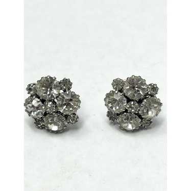 Vintage Vintage Glass Rhinestone Flower Earrings - image 1