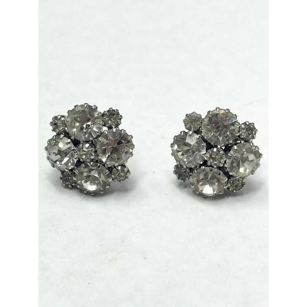 Vintage Vintage Glass Rhinestone Flower Earrings - image 2