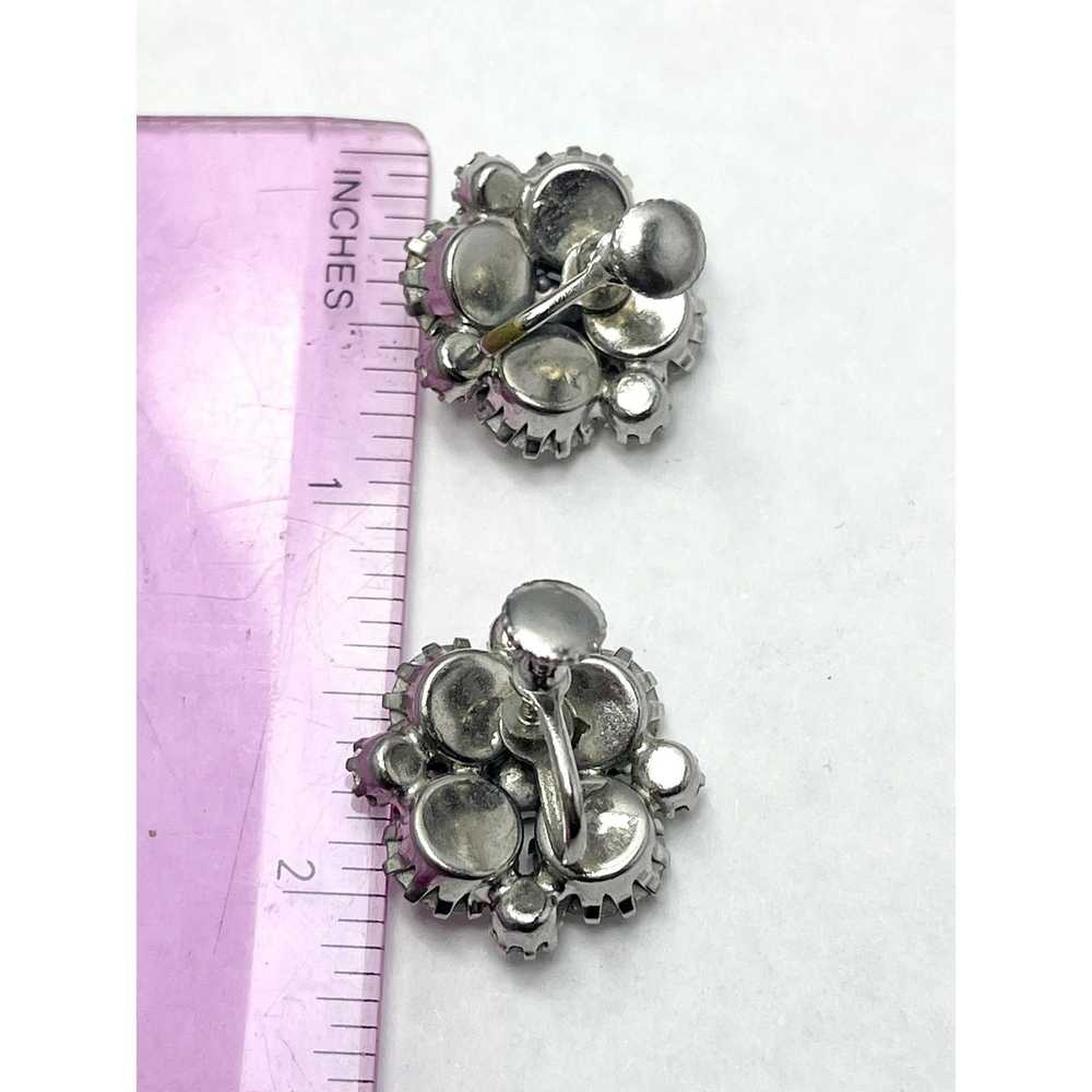 Vintage Vintage Glass Rhinestone Flower Earrings - image 4