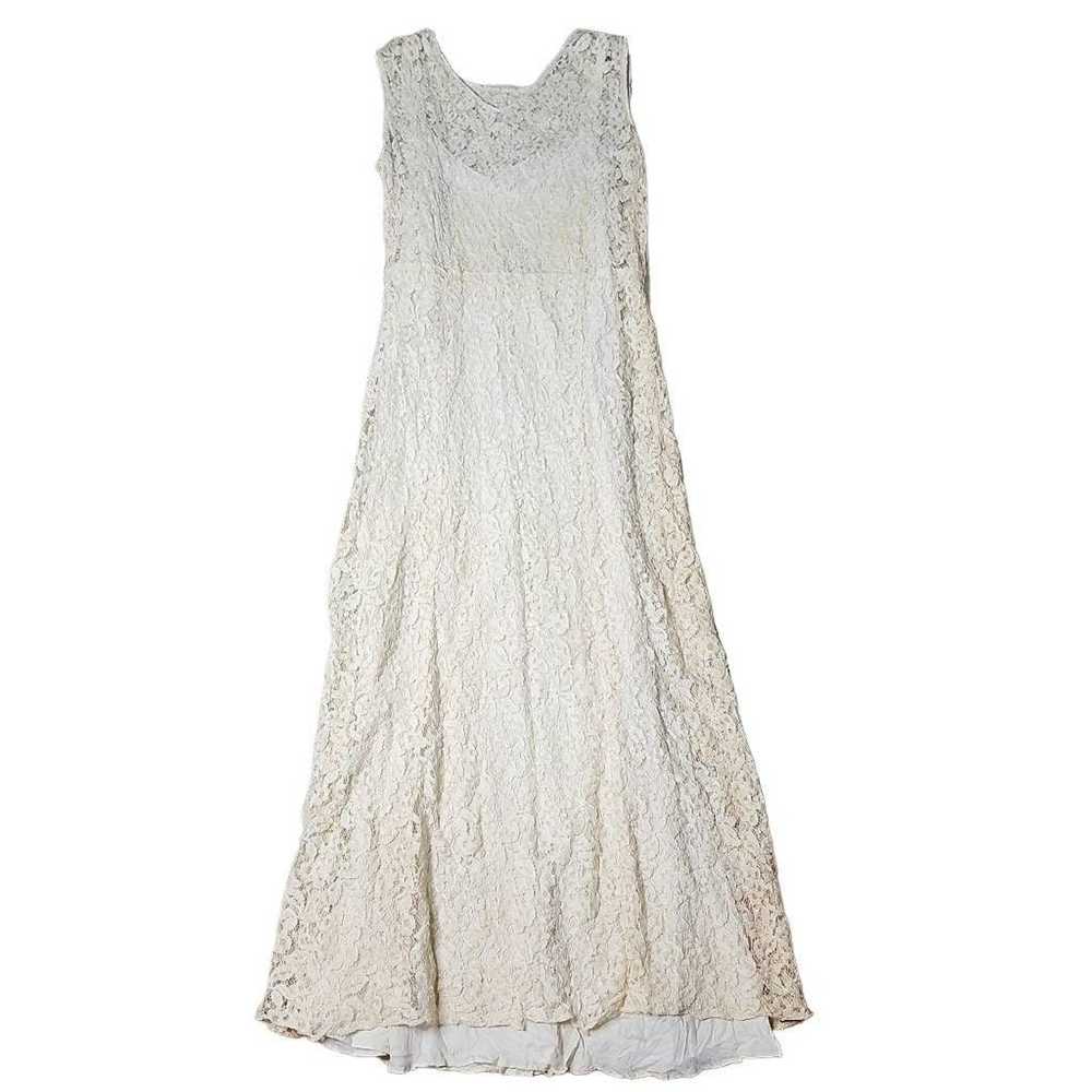 Vintage Vintage 1960/70s lace overlay bridal dres… - image 2