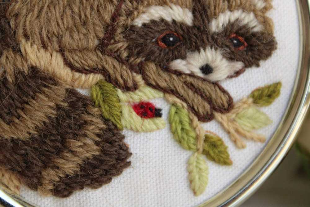 Vintage 1970s 1980s Framed Animal Embroidery of A… - image 6