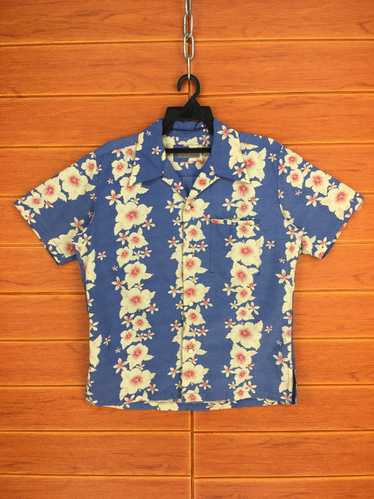 Japanese Hawaiian BLUE STANDARD Multicolor Flower Aloha Shirt 