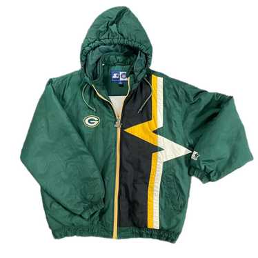 GREEN BAY PACKERS VINTAGE 1990'S STARTER V-NECK PRO LINE WINDBREAKER J -  Bucks County Baseball Co.