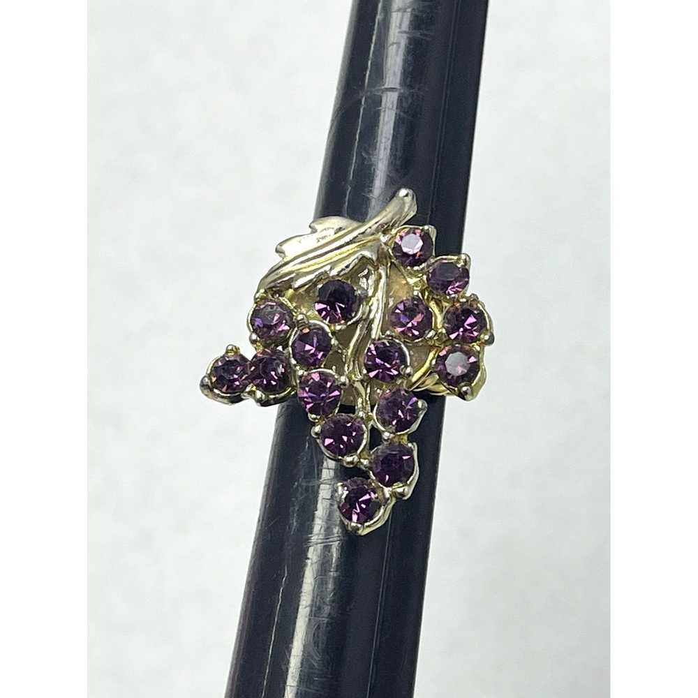 Vintage Vintage Purple Rhinestone Grape Ring - image 1