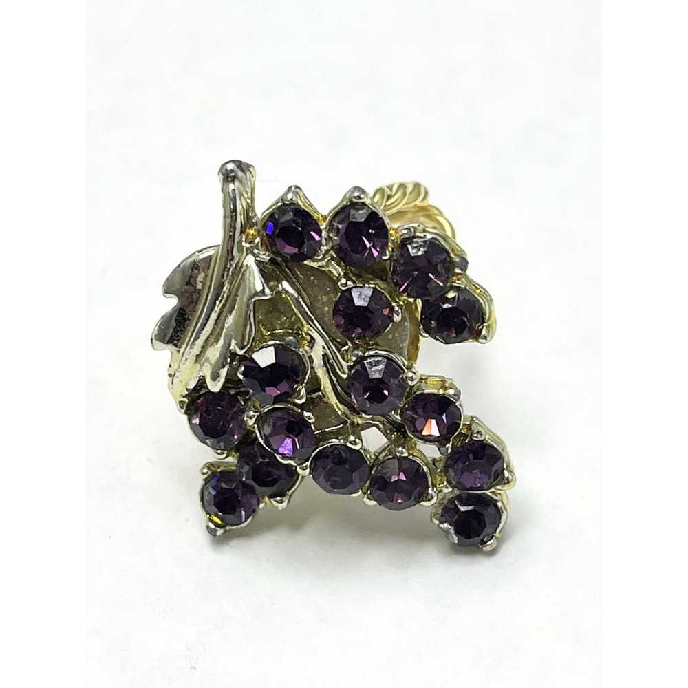 Vintage Vintage Purple Rhinestone Grape Ring - image 2