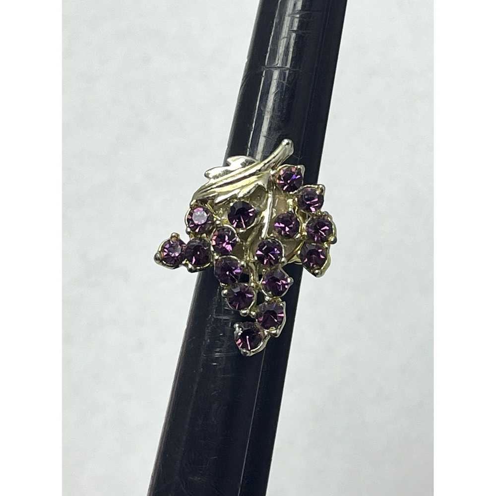 Vintage Vintage Purple Rhinestone Grape Ring - image 3