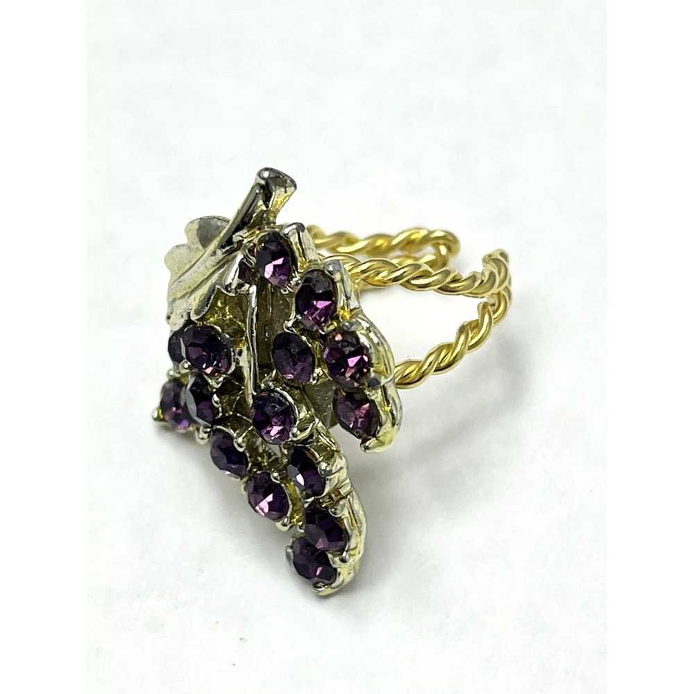 Vintage Vintage Purple Rhinestone Grape Ring - image 4