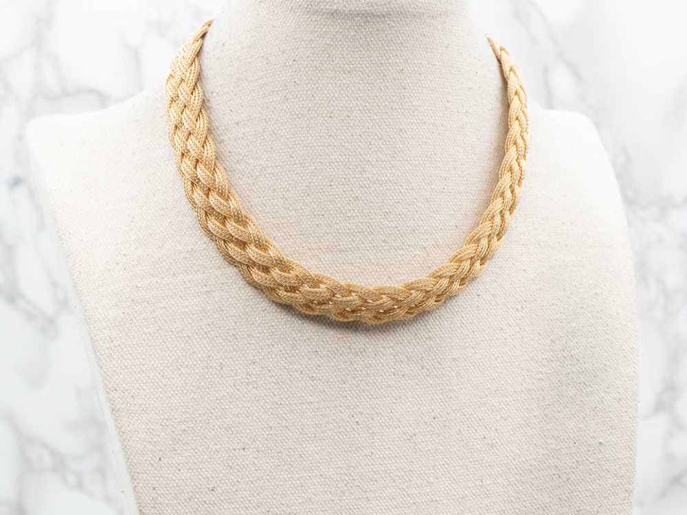 Woven Gold Mesh Choker Necklace - image 5