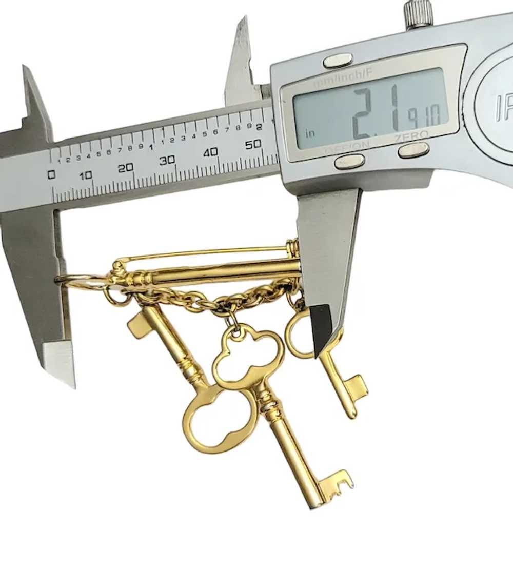 Premier Design Gold Tone Skeleton Key Bar Dangle … - image 4