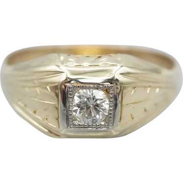 Men's 1940s Diamond Solitaire Ring - image 1