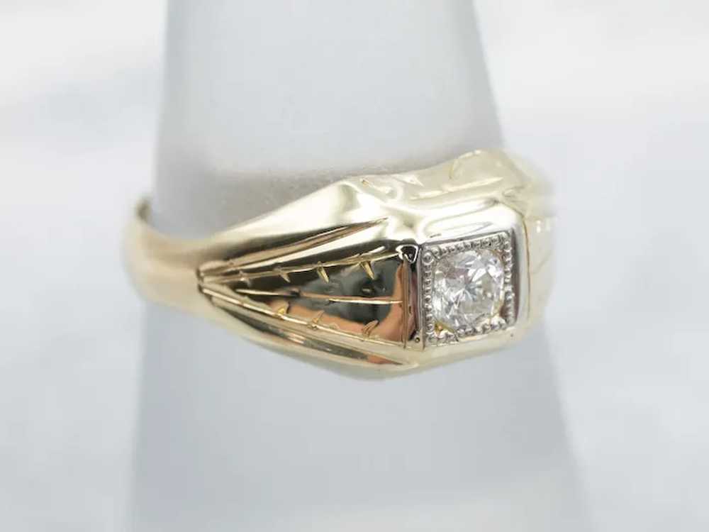 Men's 1940s Diamond Solitaire Ring - image 3