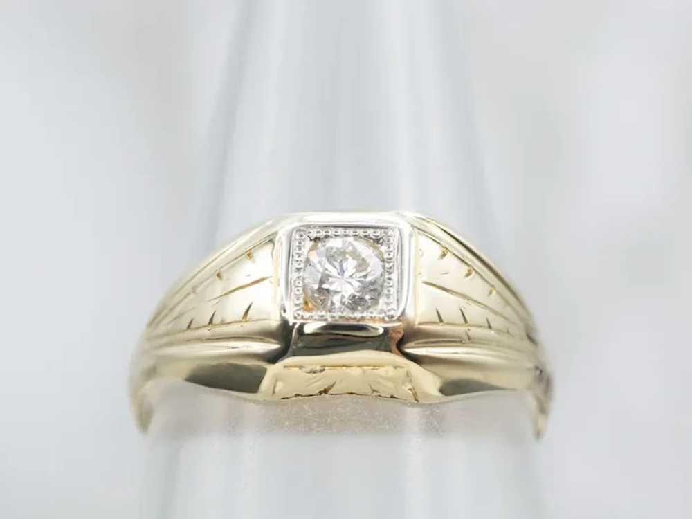 Men's 1940s Diamond Solitaire Ring - image 4