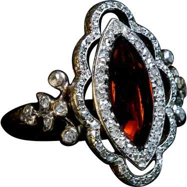 Antique Victorian Garnet Rose Cut Diamond Ring