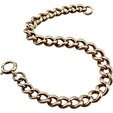 Curb Link Chain Bracelet Solid 9K Yellow/Rose Gol… - image 1