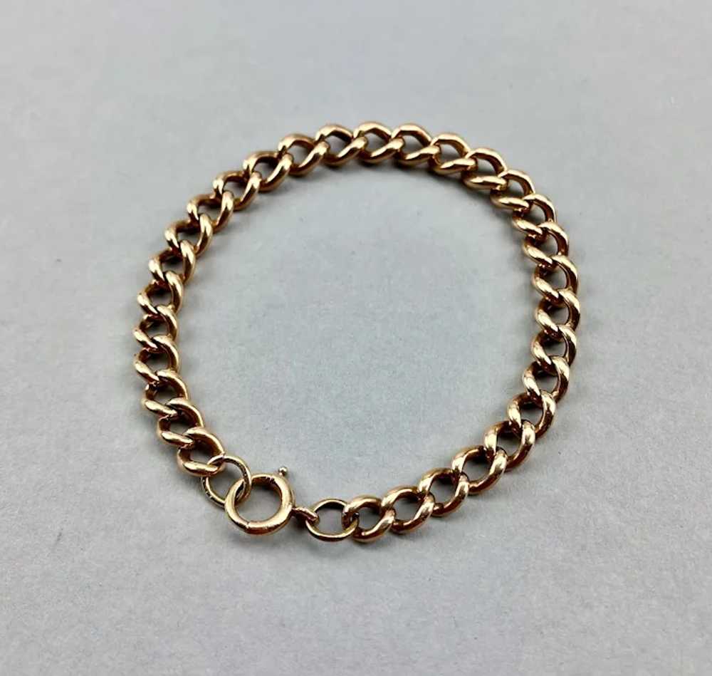 Curb Link Chain Bracelet Solid 9K Yellow/Rose Gol… - image 2
