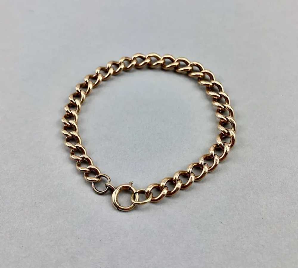 Curb Link Chain Bracelet Solid 9K Yellow/Rose Gol… - image 3