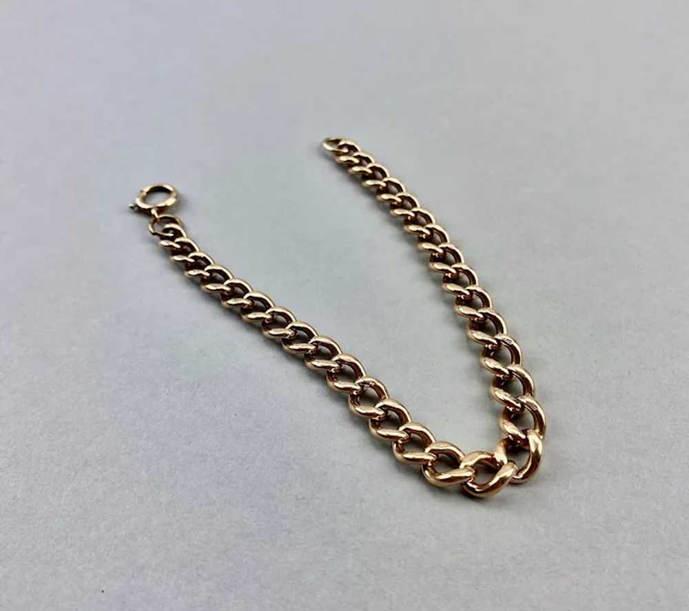 Curb Link Chain Bracelet Solid 9K Yellow/Rose Gol… - image 4