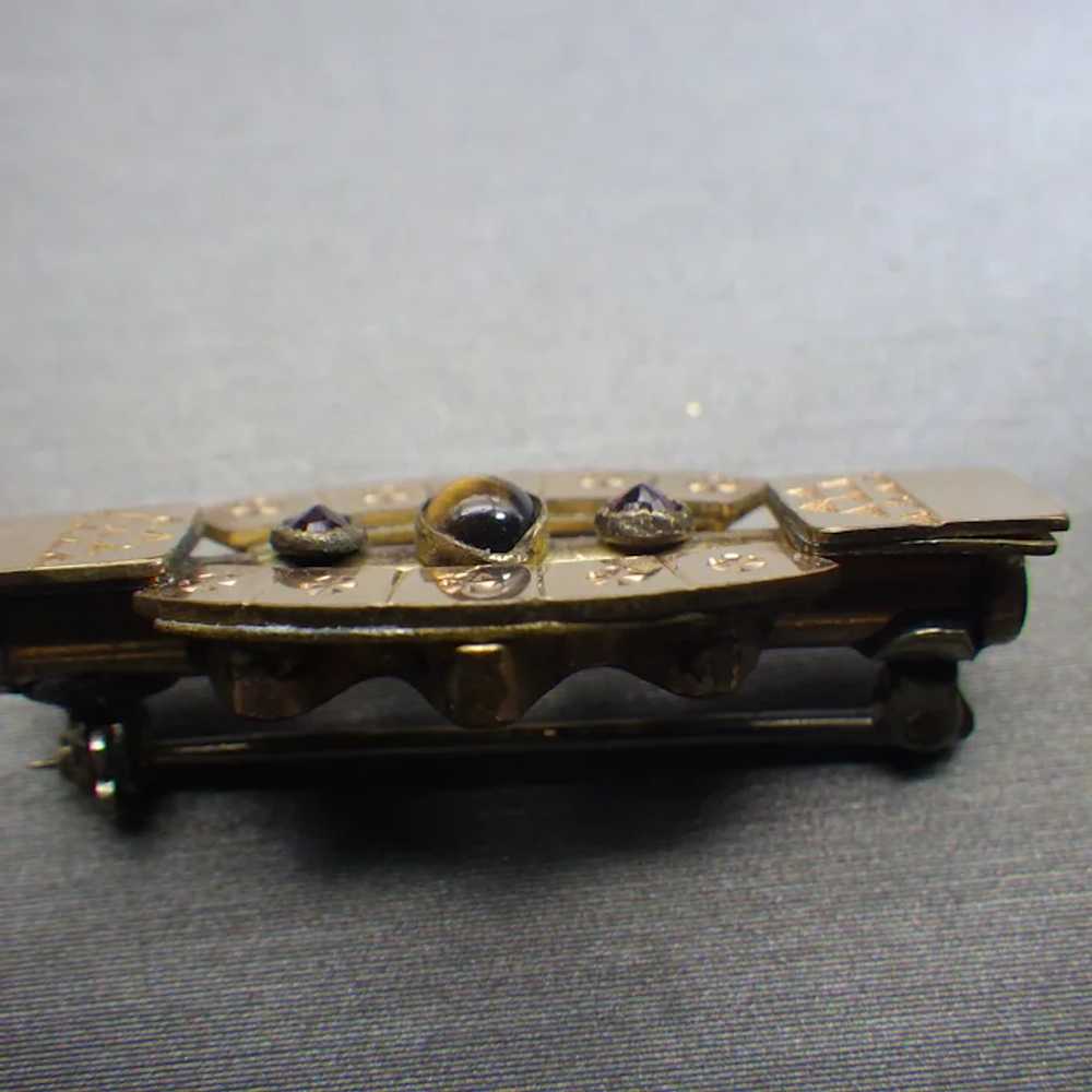 Antique Rolled Gold Victorian Revival Bar Pin, Ga… - image 2