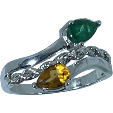 14k Citrine &  Emerald Ring, free resize. - image 1