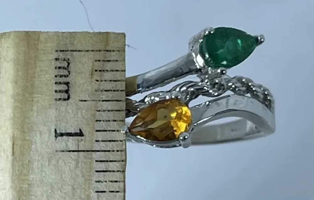 14k Citrine &  Emerald Ring, free resize. - image 2