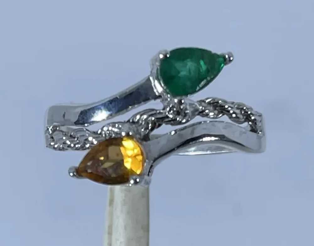 14k Citrine &  Emerald Ring, free resize. - image 3