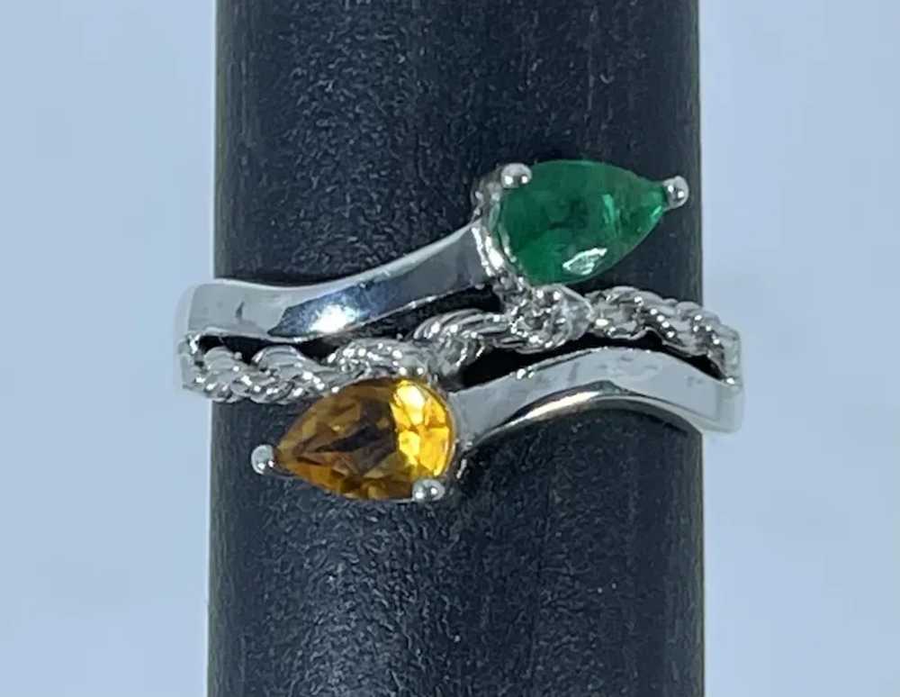 14k Citrine &  Emerald Ring, free resize. - image 4