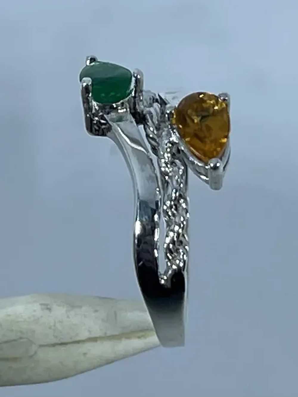 14k Citrine &  Emerald Ring, free resize. - image 7