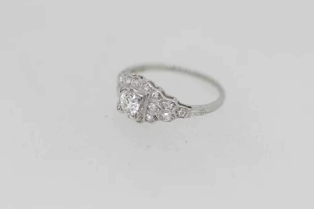 Antique Platinum Diamond Cluster Engagement Ring … - image 2