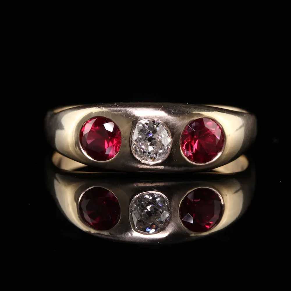 Antique Victorian 14K Yellow Gold Natural Ruby an… - image 3