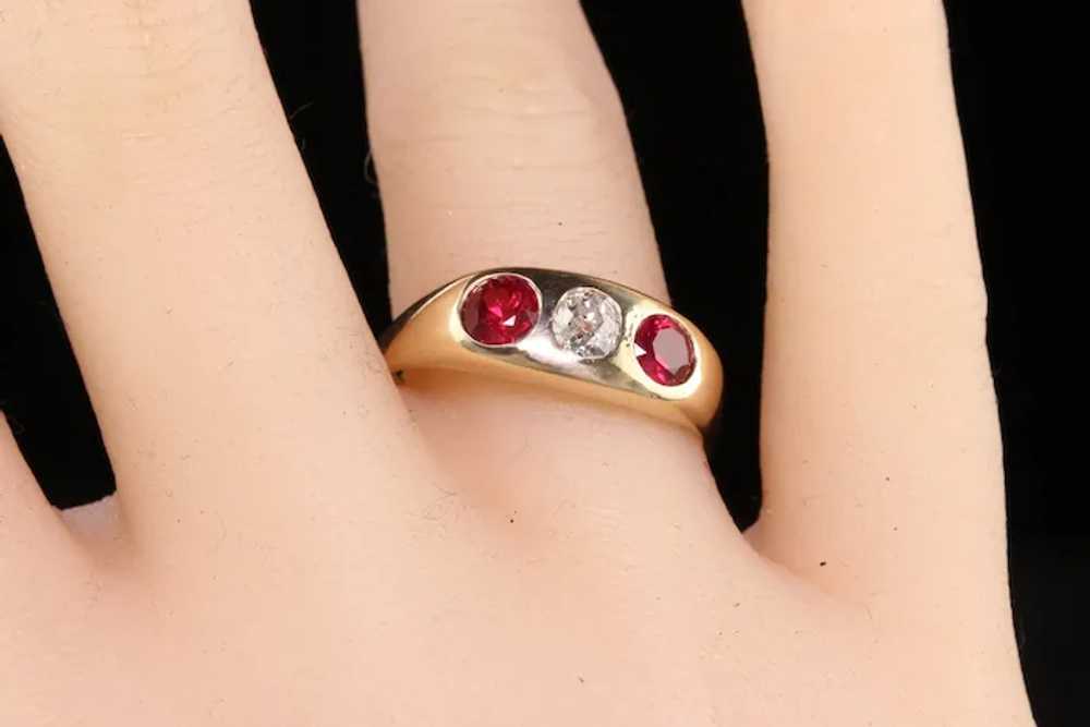 Antique Victorian 14K Yellow Gold Natural Ruby an… - image 6