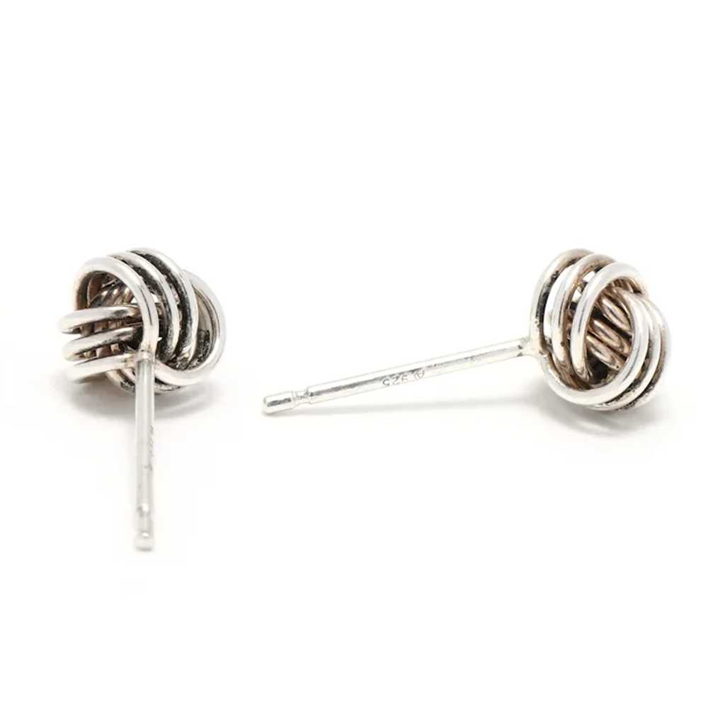 Small Knot Stud Earrings, Sterling Silver, Length… - image 2