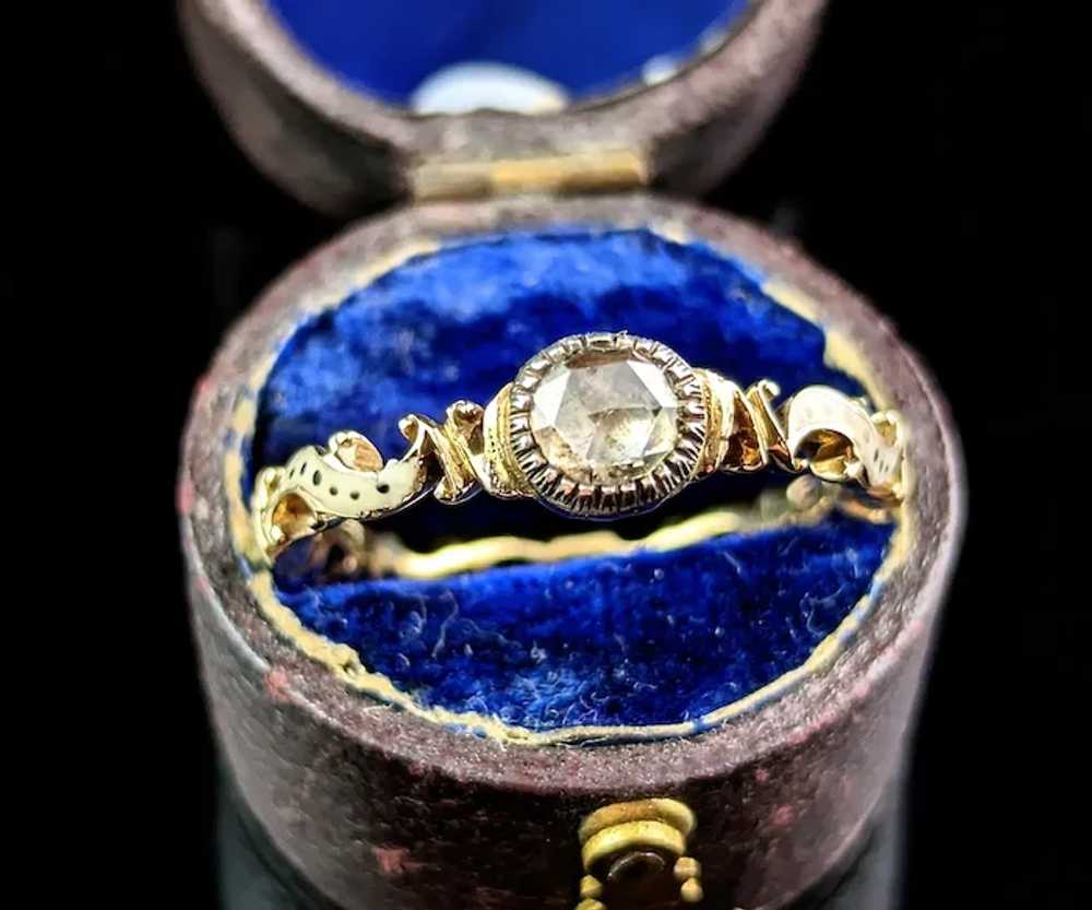Antique Georgian Diamond solitaire ring, White an… - image 2
