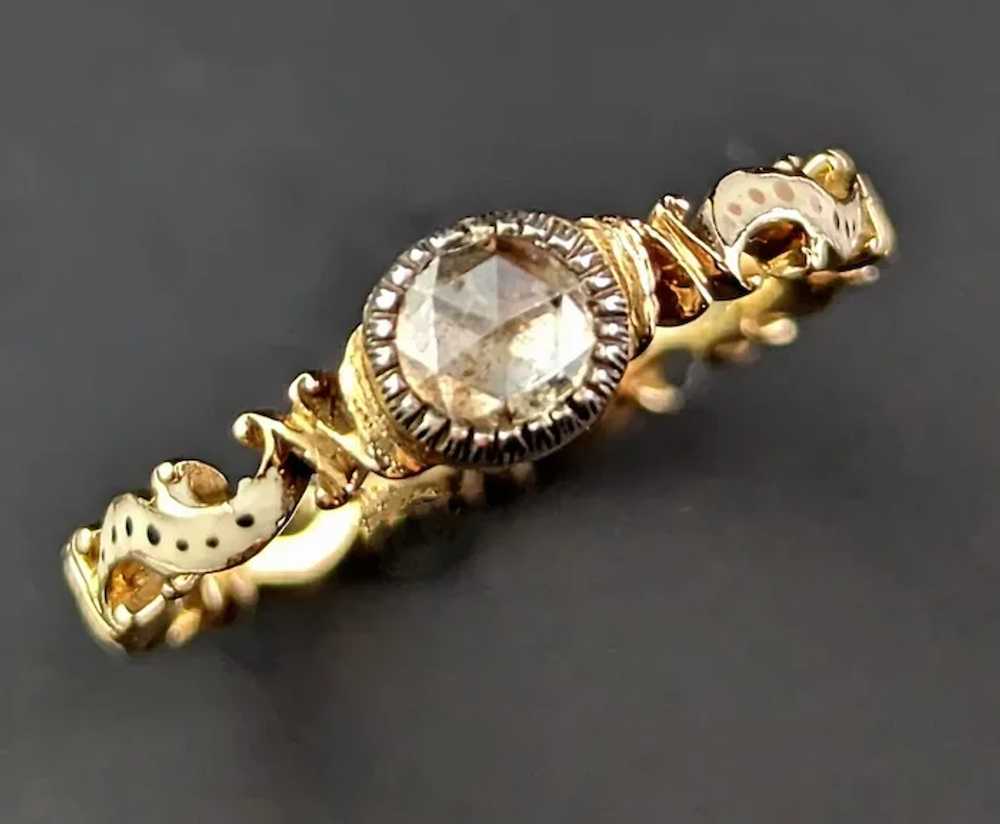 Antique Georgian Diamond solitaire ring, White an… - image 4