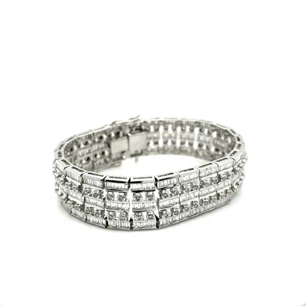 Unisex 18k Solid White Gold Baguette and Round Cu… - image 4