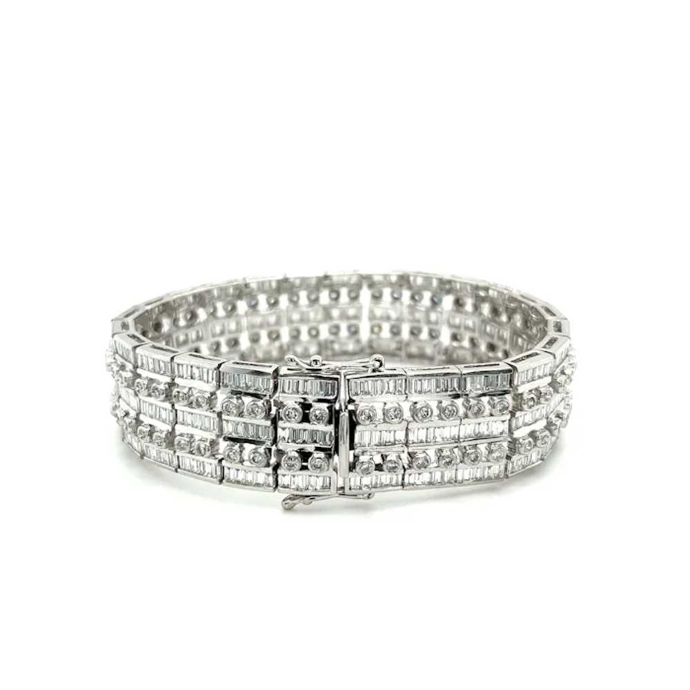 Unisex 18k Solid White Gold Baguette and Round Cu… - image 5