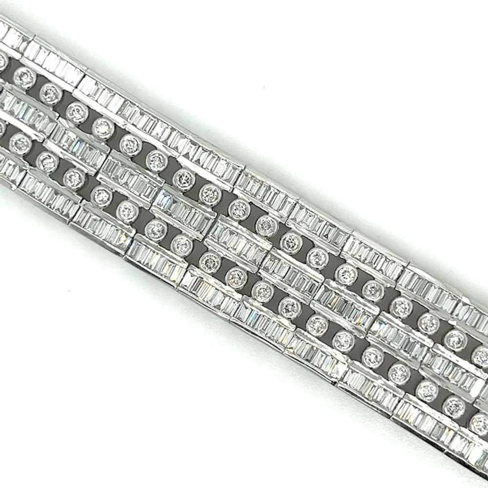 Unisex 18k Solid White Gold Baguette and Round Cu… - image 6