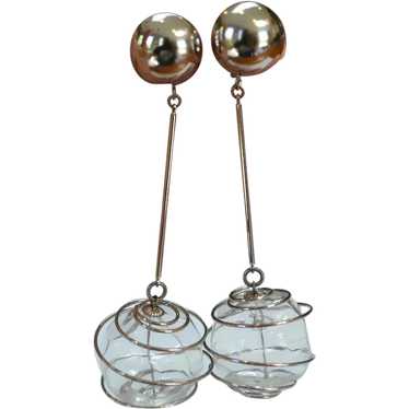 Glass Sphere Dangle Earrings - image 1