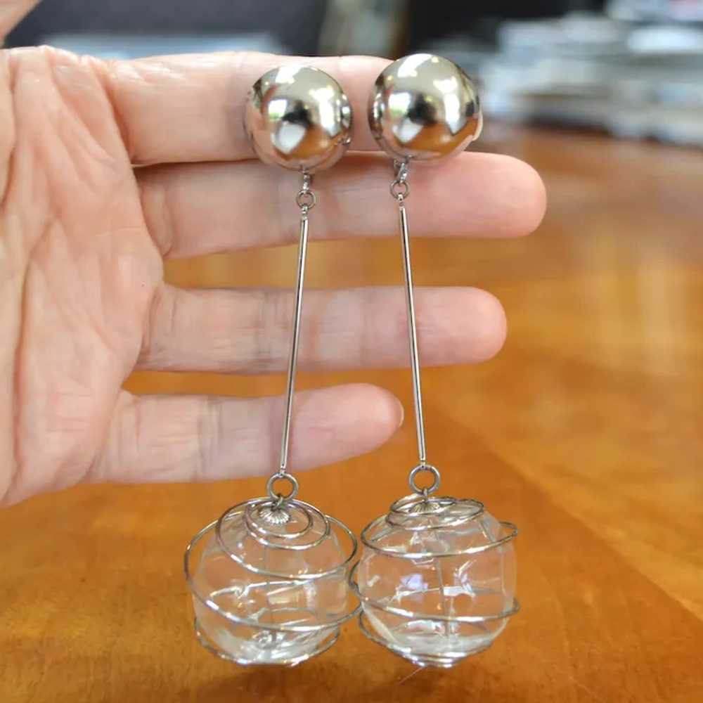 Glass Sphere Dangle Earrings - image 5