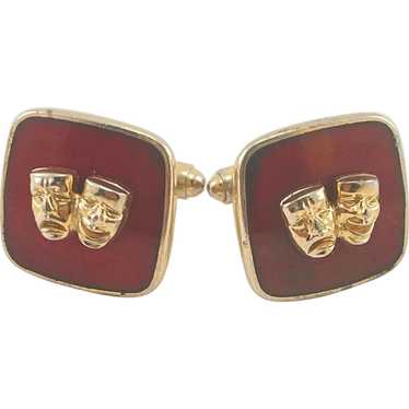 Tragedy Comedy Theater Drama Cufflinks in Goldplat