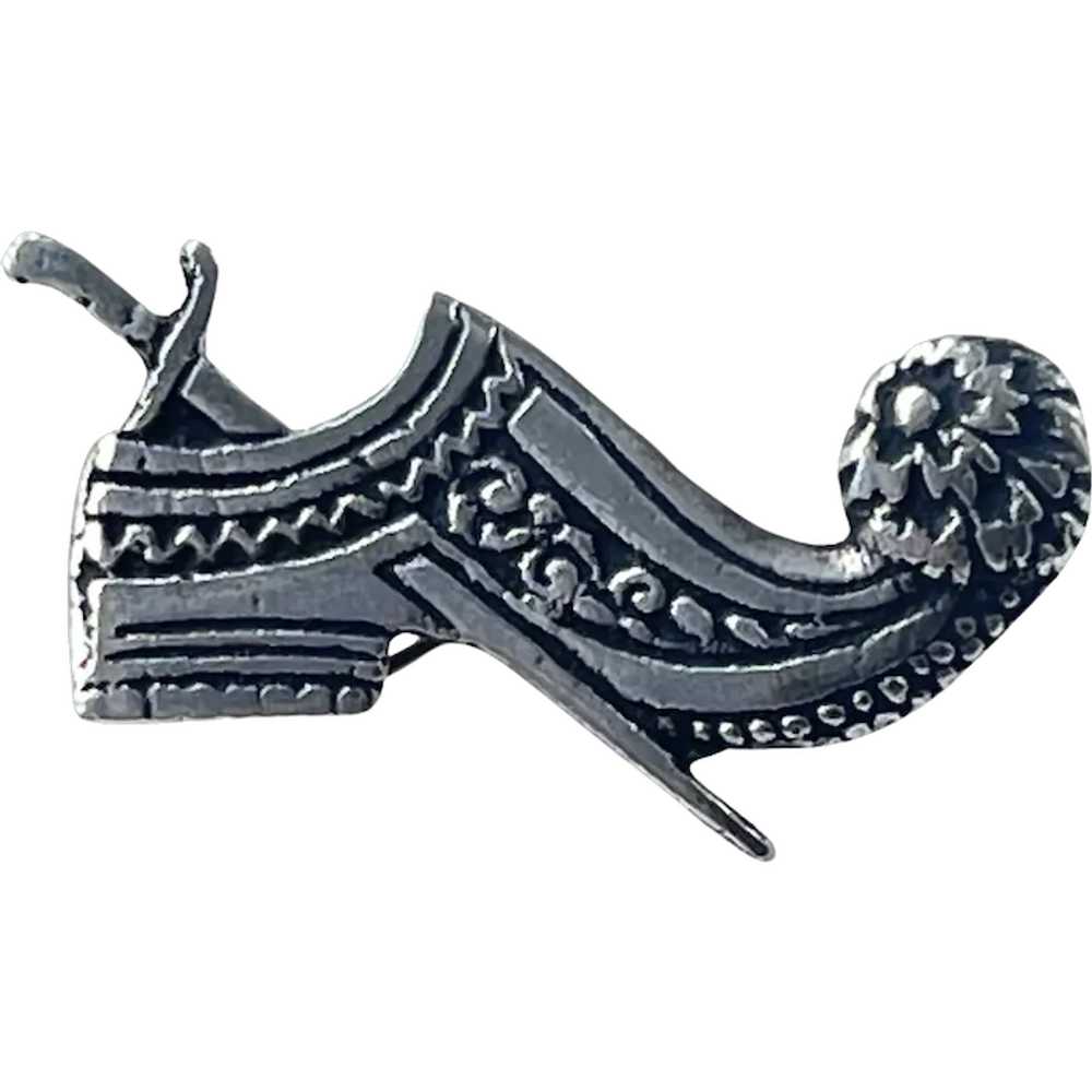Handcrafted Sterling Tsarouhi Pin Greek Shoe - image 1
